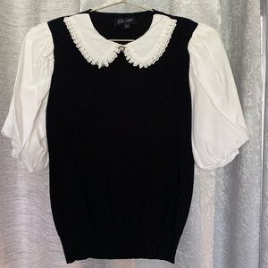 Chic On 12th Black & White Puffy Sleeve Blouse – Junior Size Small